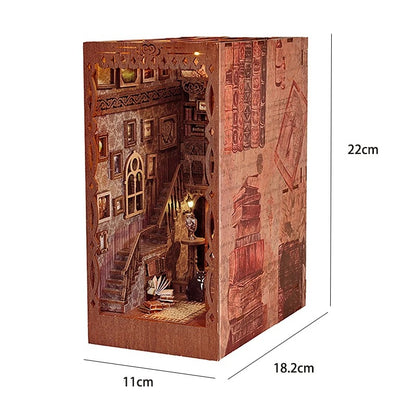 DIY Book Nook Kit - Wooden Dollhouse 3D Puzzle with LED Lights, Bookshelf Insert & Home Decor