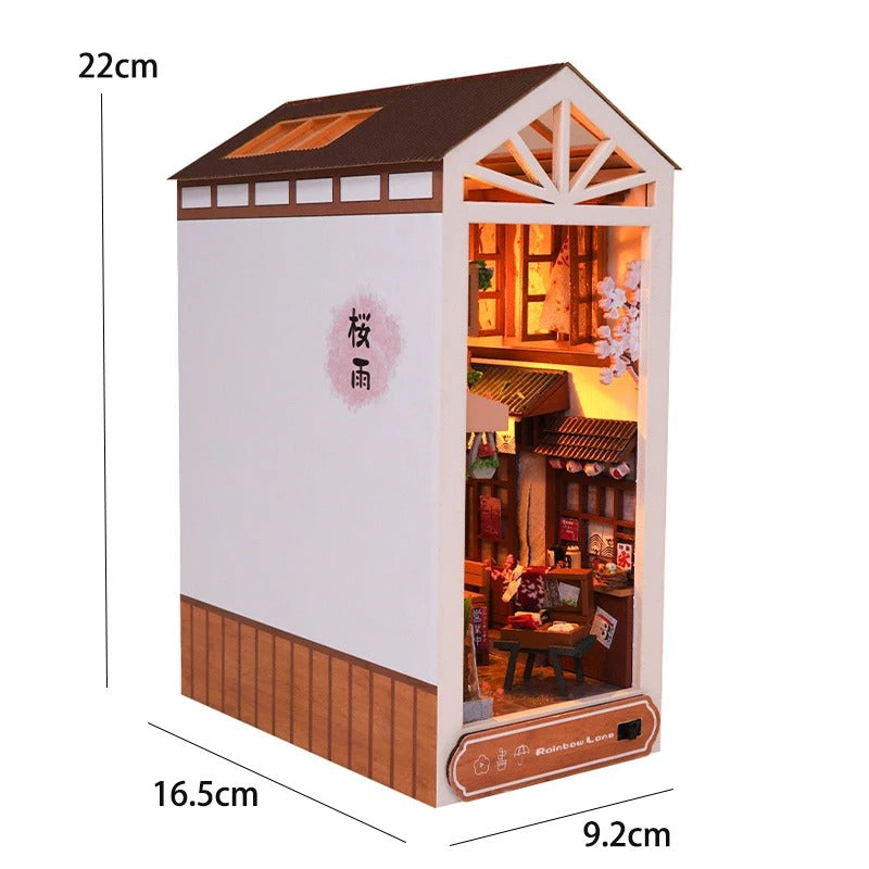 DIY Book Nook Kit - Wooden Dollhouse 3D Puzzle with LED Lights, Bookshelf Insert & Home Decor