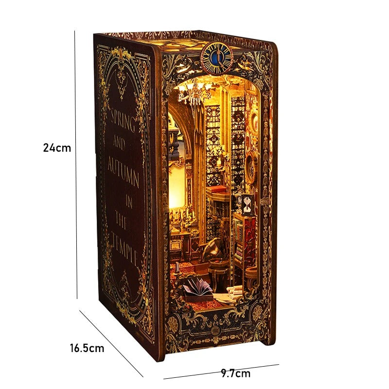 DIY Book Nook Kit - Wooden Dollhouse 3D Puzzle with LED Lights, Bookshelf Insert & Home Decor