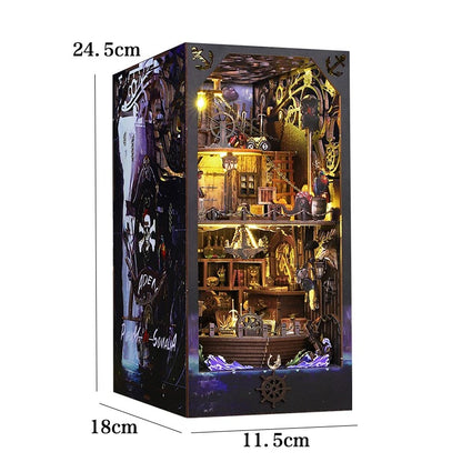 DIY Book Nook Kit - Wooden Dollhouse 3D Puzzle with LED Lights, Bookshelf Insert & Home Decor