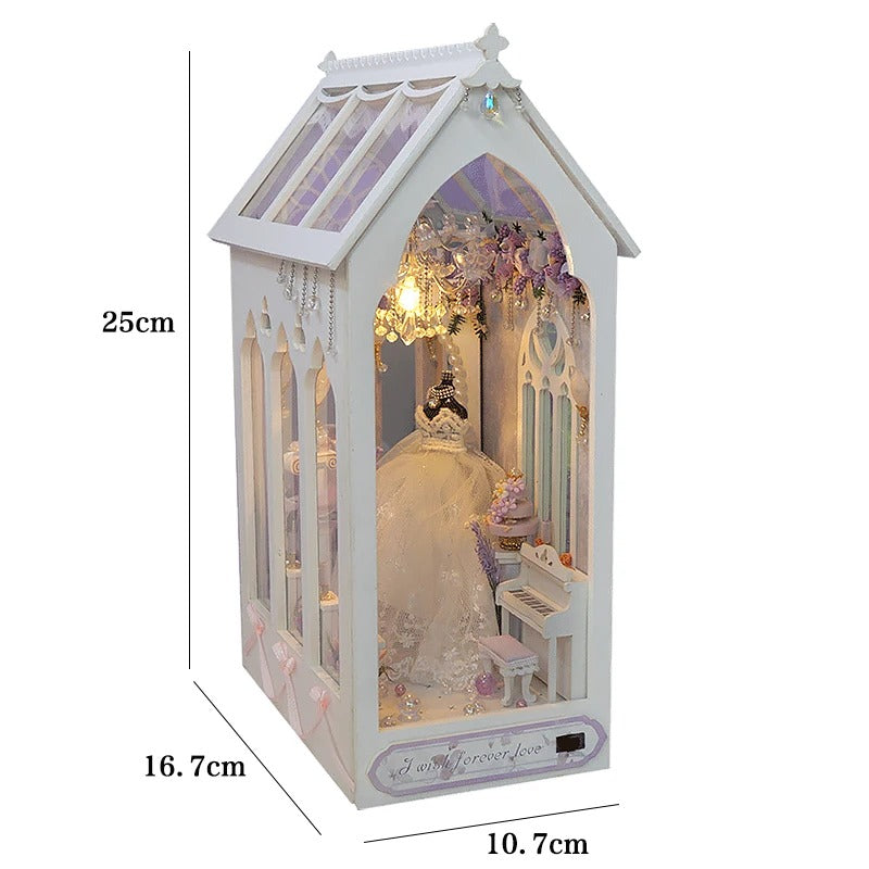 DIY Book Nook Kit - Wooden Dollhouse 3D Puzzle with LED Lights, Bookshelf Insert & Home Decor