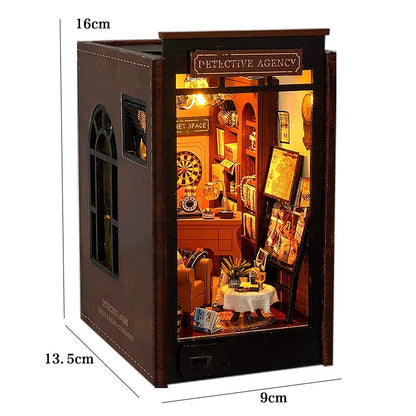 DIY Book Nook Kit - Wooden Dollhouse 3D Puzzle with LED Lights, Bookshelf Insert & Home Decor