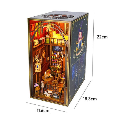 DIY Book Nook Kit - Wooden Dollhouse 3D Puzzle with LED Lights, Bookshelf Insert & Home Decor